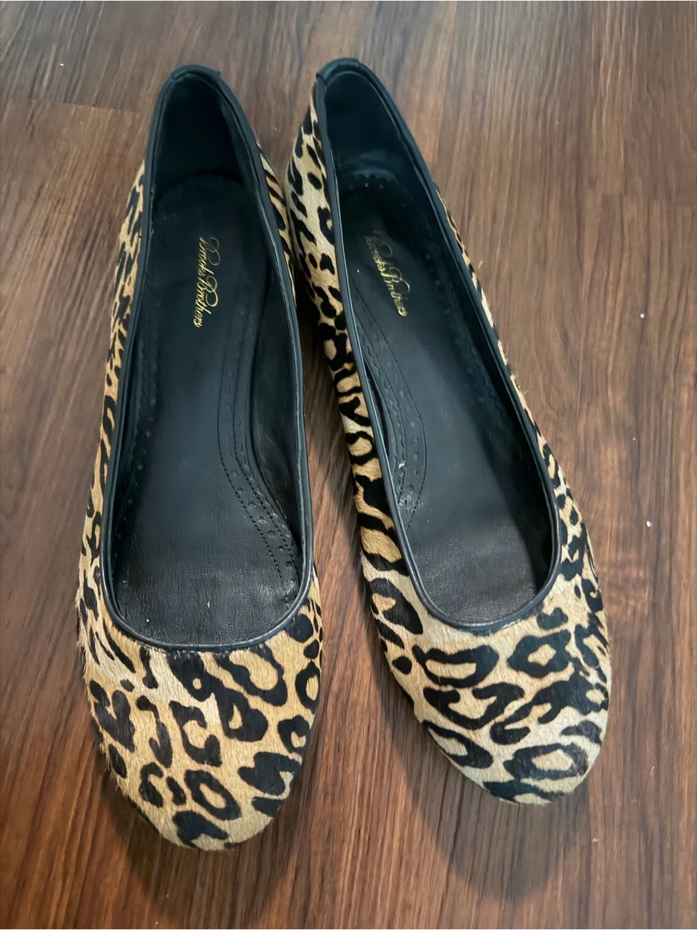 Brooks Brothers Leopard-Print Ballet Flats in Black and Tan